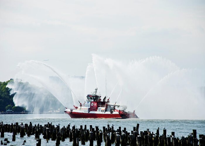Fdny Greeting Card featuring the photograph Water Boat by Jose Rojas
