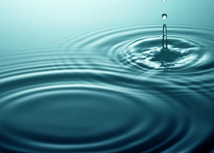 Tranquility Greeting Card featuring the photograph Water Drip Falling Into Rippling by Anthony Bradshaw