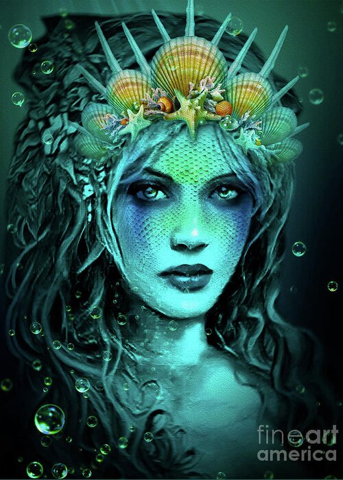 Surreal Greeting Card featuring the digital art Water Queen by Kathy Kelly