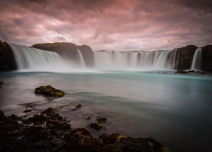 Godafoss Greeting Card featuring the photograph Waterfall Godafoss In Iceland by Petr Simon