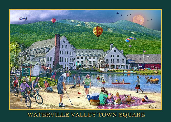 Waterville Valley New Hampshire Greeting Card featuring the digital art Waterville Valley Summer by Nancy Griswold