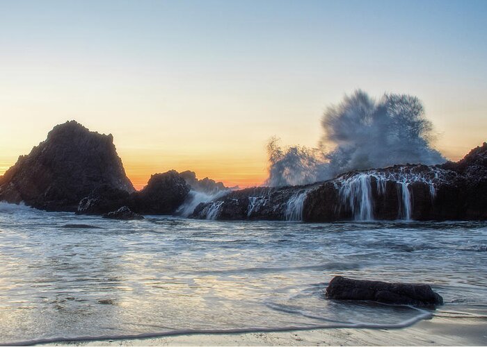 Oregon Coast Greeting Card featuring the photograph Wave Burst by Russell Pugh