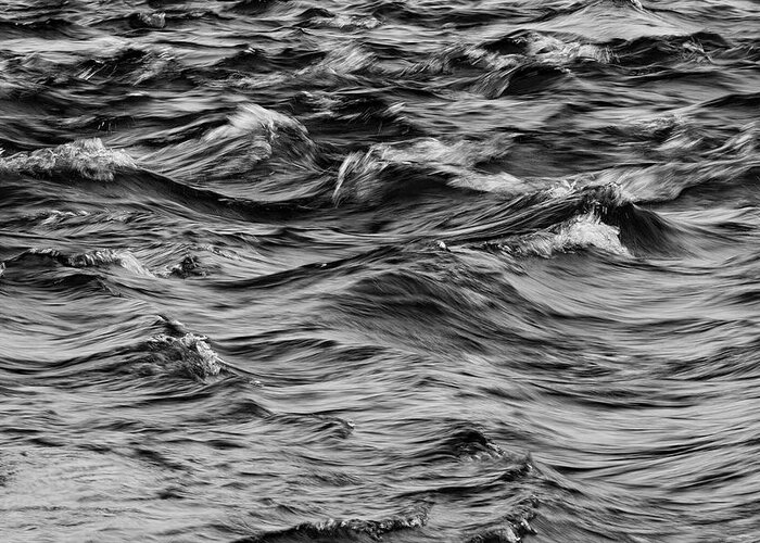 B&w Greeting Card featuring the photograph Waves on the Delaware by Dawn J Benko