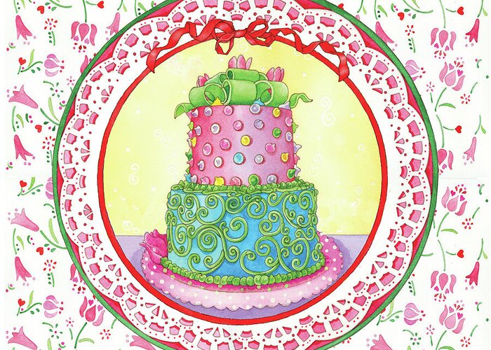 Cake Greeting Card featuring the painting We-1089 by Wendy Edelson