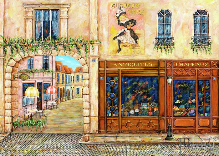 Welcome To Paris Greeting Card featuring the painting Welcome To Paris by Vessela G.