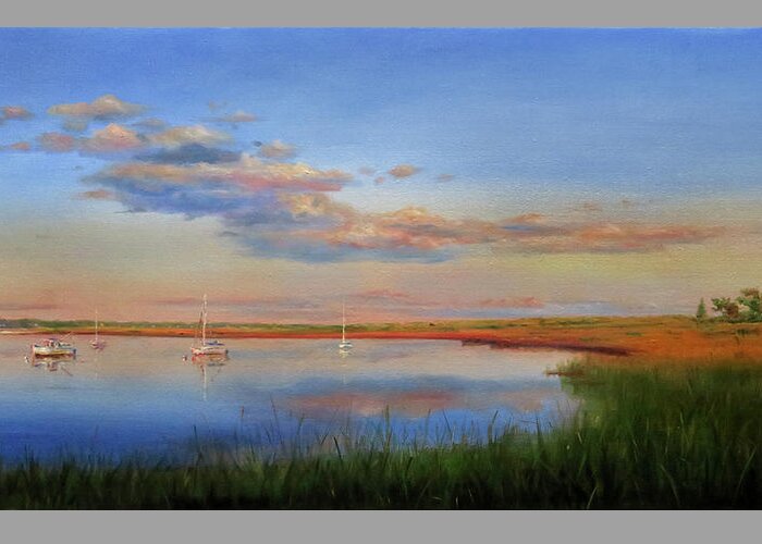 Cape Cod Greeting Card featuring the painting West Bay Landing, Osterville by Jonathan Gladding