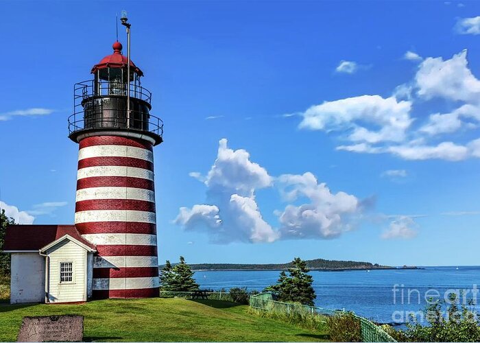 Lighthouse Greeting Card featuring the photograph West Quoddy Head Light by David Meznarich