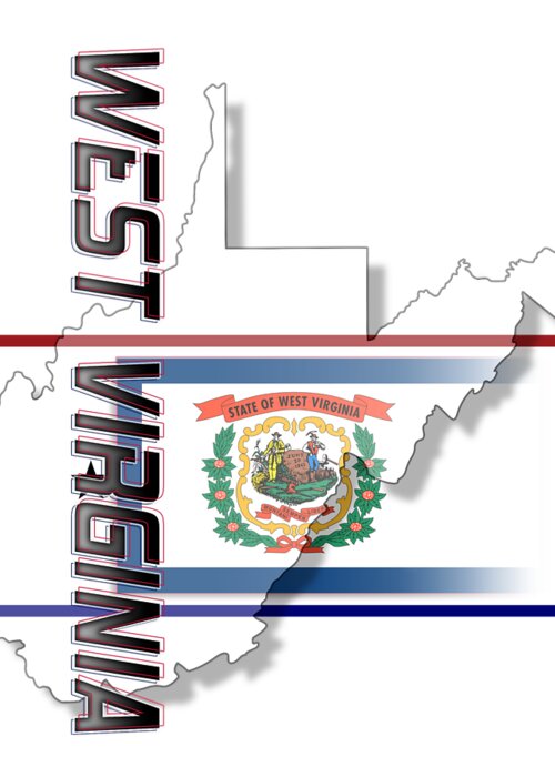West Virginia Greeting Card featuring the digital art West Virginia State Vertical Print by Rick Bartrand
