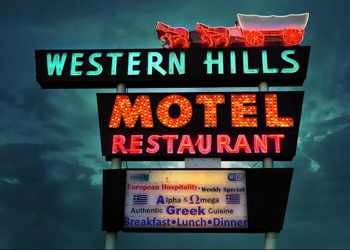 Flagstaff Greeting Card featuring the photograph Western Hills Motel by Micah Offman