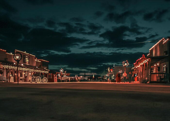 Arizona Greeting Card featuring the photograph Western town lights by Darrell Foster