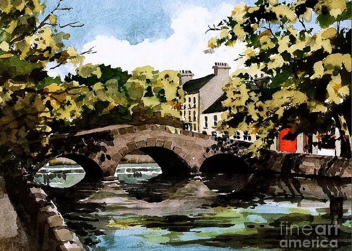 Mayo Greeting Card featuring the painting Westport, for the craic, Co Mayo. by Val Byrne