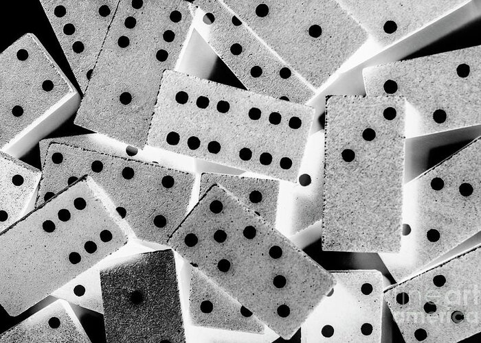 Game Greeting Card featuring the digital art White dots black chips by Jorgo Photography
