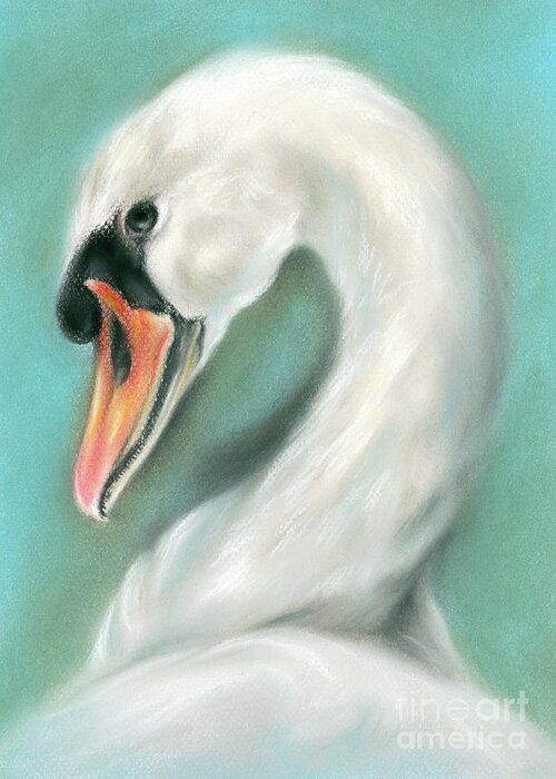 Bird Greeting Card featuring the painting White Swan Portrait by MM Anderson