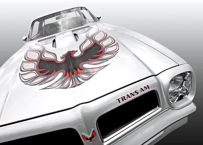 Pontiac Greeting Card featuring the photograph White Trans Am Firebird by Gill Billington