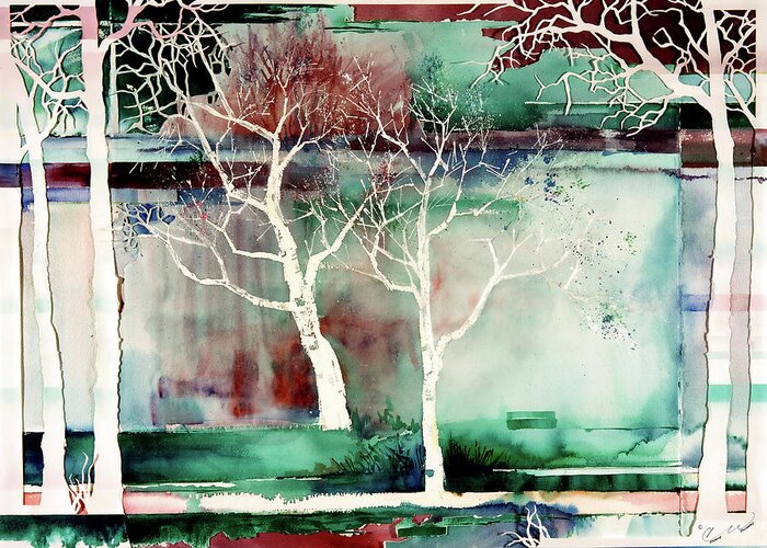  Greeting Card featuring the painting White Trees by Connie Williams