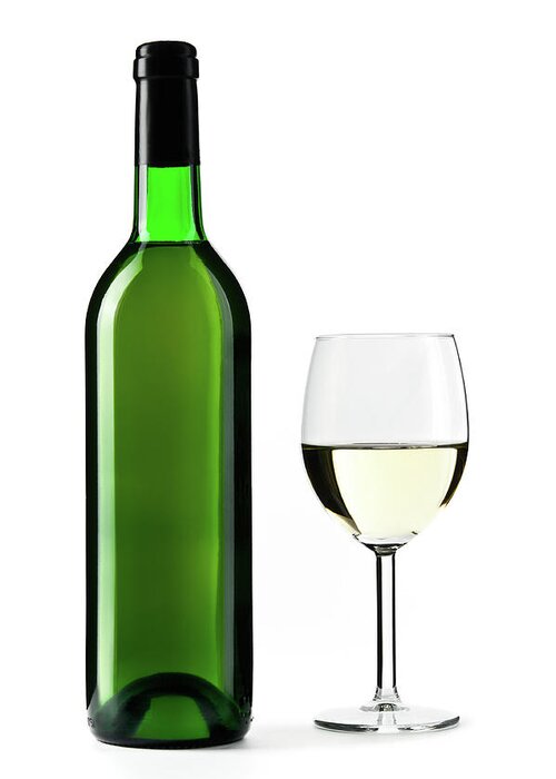 Shadow Greeting Card featuring the photograph White Wine Bottle With Wine Glass by Domin domin