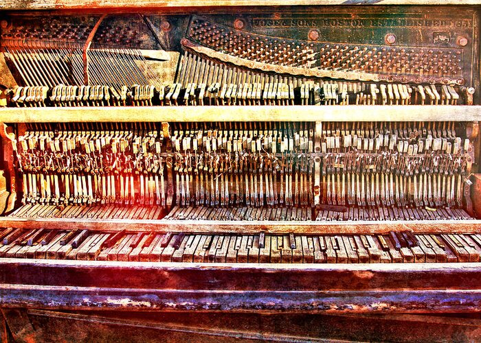 Wild West Greeting Card featuring the digital art Wild West Piano Relic by Tatiana Travelways