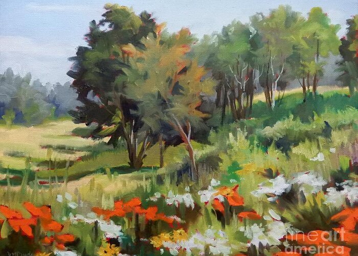 Landscape Greeting Card featuring the painting Wildflower Meadow by K M Pawelec