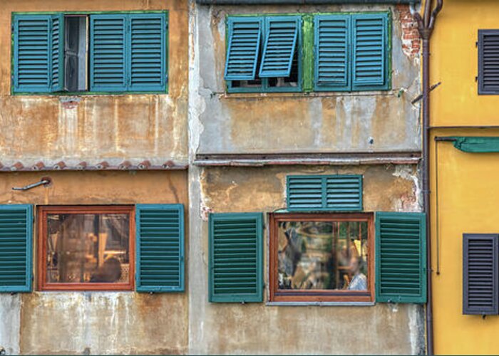 Bridge Greeting Card featuring the photograph Windows of Ponte Vecchio by David Letts