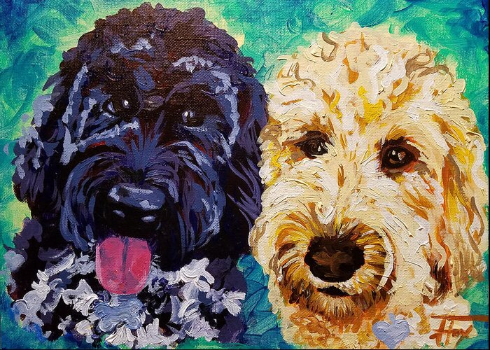 Dogs Greeting Card featuring the painting Winston and Ruby by Allison Fox