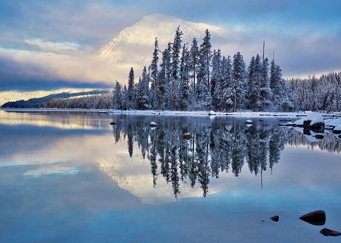 Winter Colors On Lake Wenatchee Greeting Card featuring the photograph Winter colors on Lake Wenatchee by Lynn Hopwood