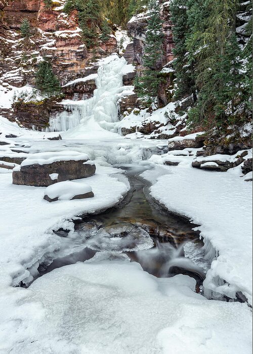 Waterfall Greeting Card featuring the photograph Winter Falls by Angela Moyer