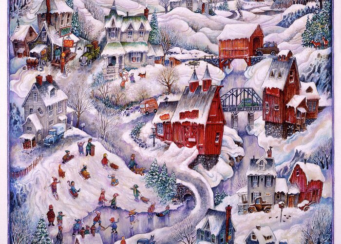 Winter In Vermont Greeting Card featuring the painting Winter In Vermont by Bill Bell