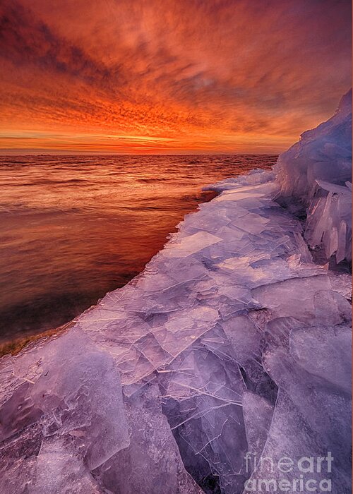 Copper Greeting Card featuring the photograph Winter Shoreline Twilight by Mark Graf