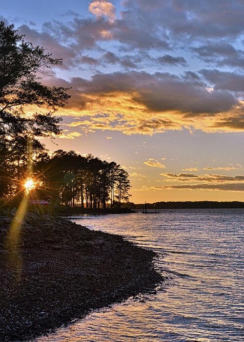 Winter Sunset On Lake Murray South Carolina Greeting Card featuring the photograph Winter Sunset On Lake Murray South Carolina by Lisa Wooten