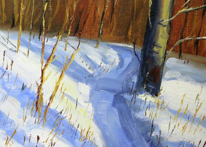 Winter Landscape Greeting Card featuring the painting Winter Trail by Nancy Merkle
