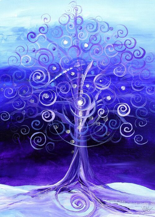 Tree Greeting Card featuring the painting Winter Tree, One by J Vincent Scarpace