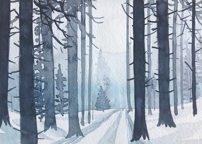 Winter Greeting Card featuring the painting Winter trees by Luisa Millicent