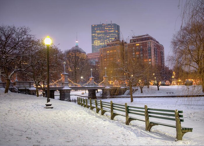 Downtown District Greeting Card featuring the photograph Wintertime In Boston by Denistangneyjr