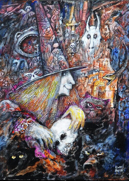 Witch Craft Greeting Card featuring the painting Witch Craft by Bill Bell