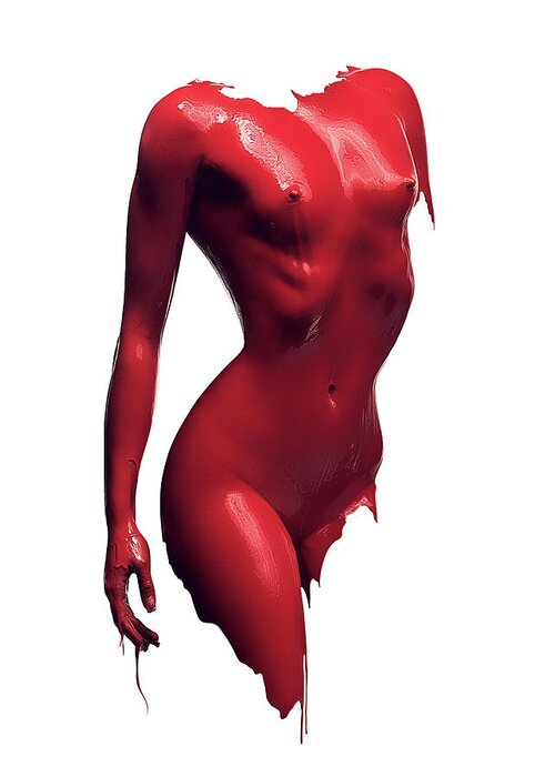 Woman Greeting Card featuring the photograph Woman body red paint by Johan Swanepoel