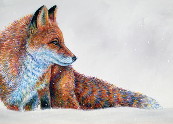 Fox Greeting Card featuring the painting Wonder by Teshia Art
