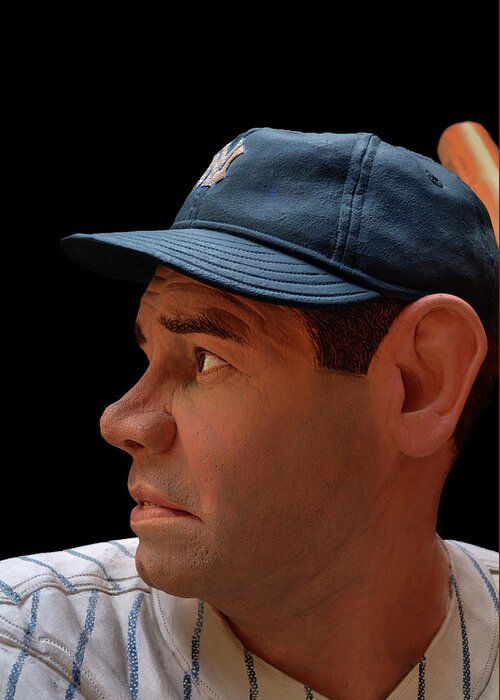 Baseball Greeting Card featuring the photograph Wood Carving - Babe Ruth 002 Profile by George Bostian