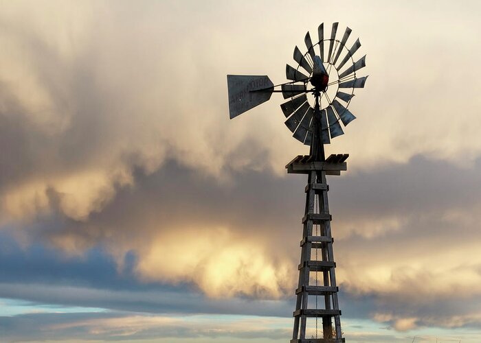 Kansas Greeting Card featuring the photograph Wooden Windmill 01 by Rob Graham
