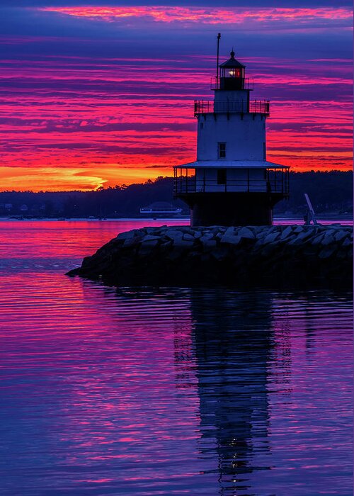Spring Point Ledge Lighthouse Greeting Card featuring the photograph WOW Sunrise by Darryl Hendricks