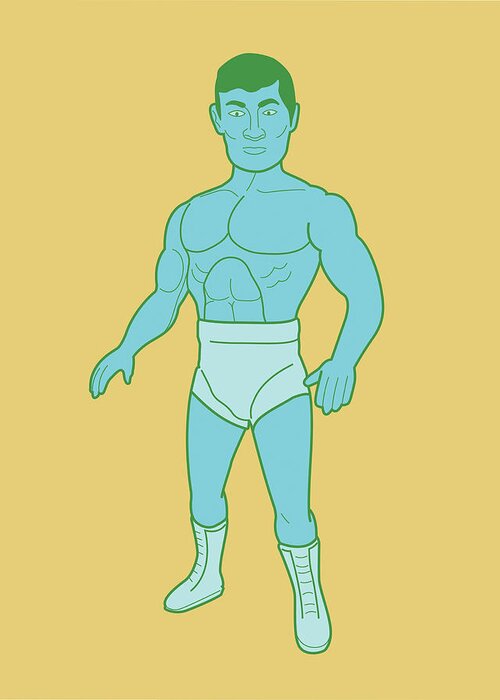 Action Greeting Card featuring the drawing Wrestler by CSA Images