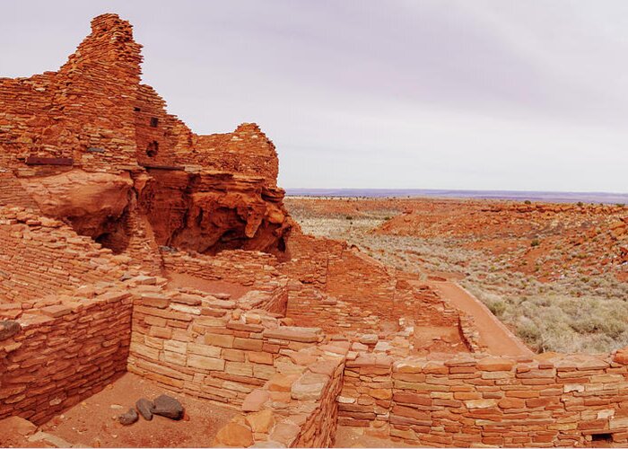 American Southwest Greeting Card featuring the photograph Wupatki Ruin Panorama by Todd Bannor