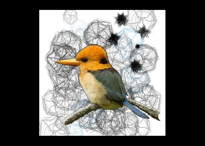 Portrait Greeting Card featuring the drawing Y is for Yellow Billed Kingfisher by Joan Stratton
