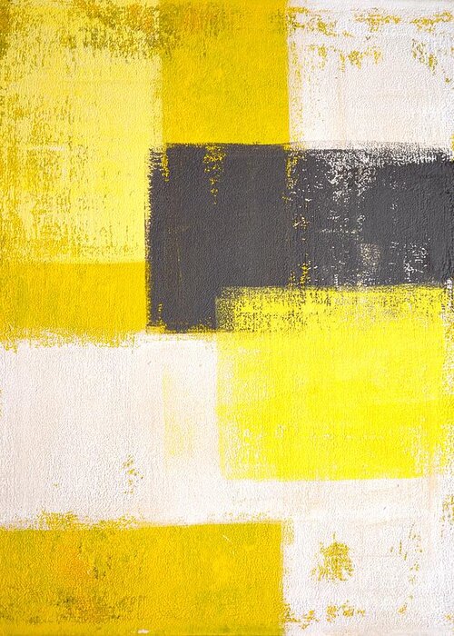 Art Greeting Card featuring the photograph Yellow And Grey Abstract Art Painting by T30 Gallery
