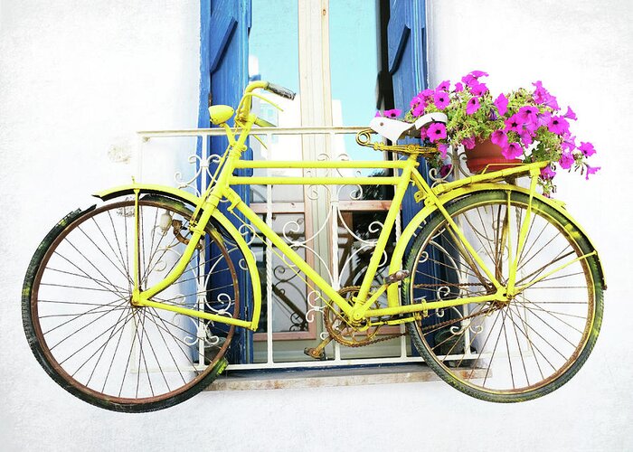 Bike Greeting Card featuring the photograph Yellow Bike by Lupen Grainne