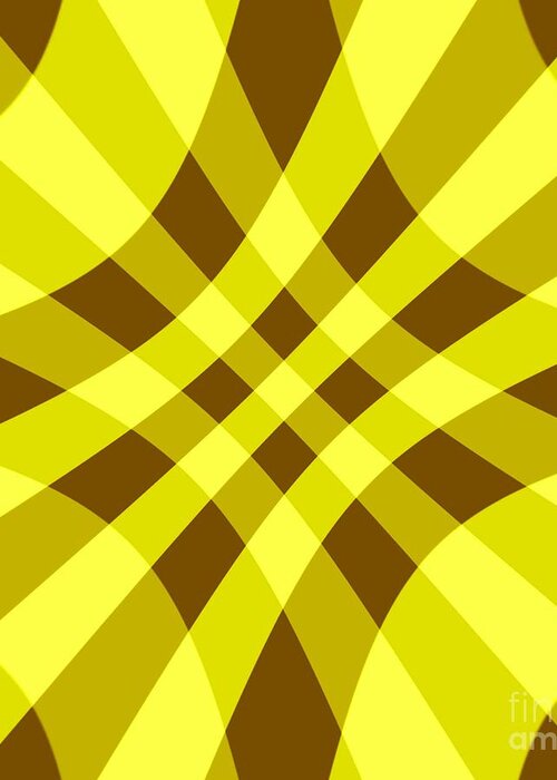 Yellow Greeting Card featuring the digital art Yellow Brown Crosshatch by Delynn Addams for Home Decor by Delynn Addams
