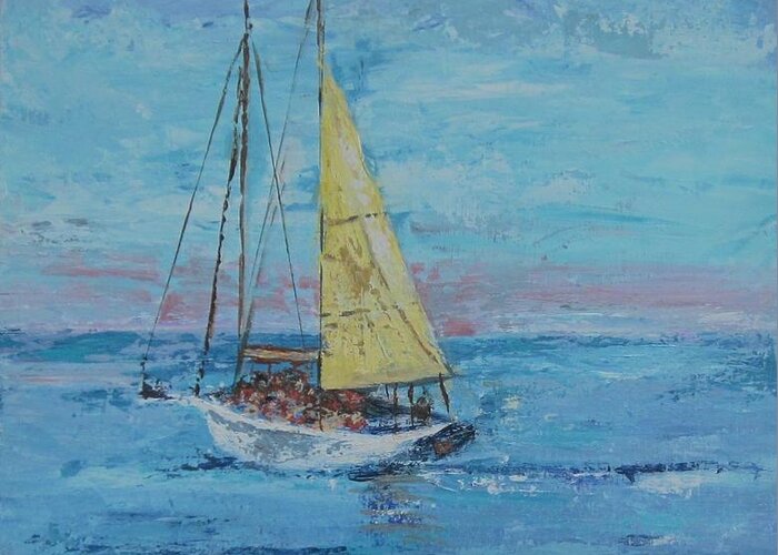 Painting Greeting Card featuring the painting Yellow Sail by Paula Pagliughi