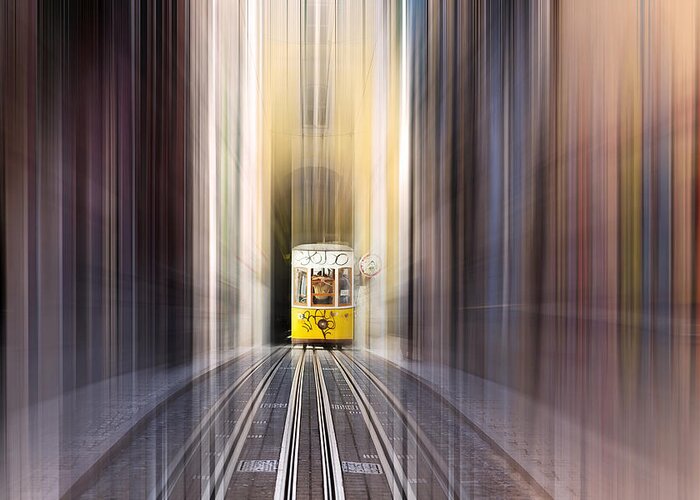 Tram Greeting Card featuring the photograph Yellow Spot by Arro