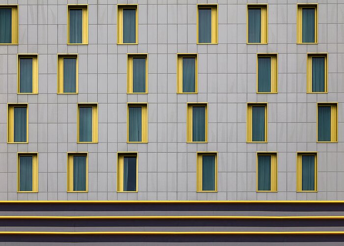 Windows Greeting Card featuring the photograph Yellow Windows by Theo Luycx