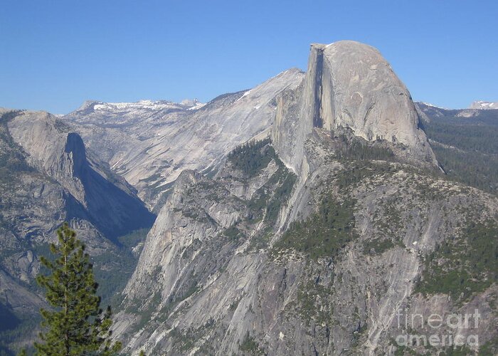 Yosemite Greeting Card featuring the photograph Yosemite National Park Half Dome Rock ,, A Glacier Point of View Panorama by John Shiron