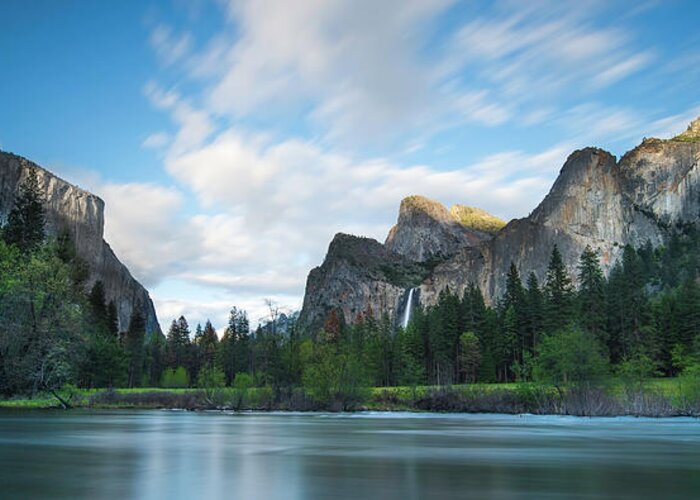 Yosemite Greeting Card featuring the photograph Yosemite Panorama by Larry Marshall